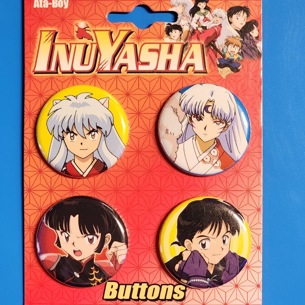 Inuyasha 4 Button Set, Made by Ata-Boy, Anime
